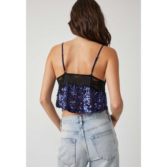 🎉 LAST CHANCE🎉 FREE PEOPLE Right Rhythm Sequin Cami / Midnight Combo - Picture 3 of 6